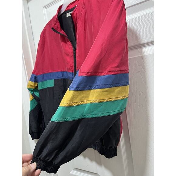 Vintage 80s/90s Robert Stock Silk Jacket Size M Quilted Retro Color Block Bomber - Picture 8 of 11